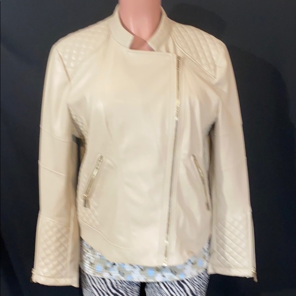 NWT CALVIN KLEIN Faux Leather Motorcycle Jacket - Picture 2 of 9